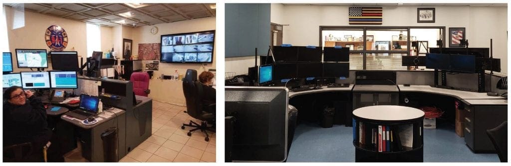 Newtown ECC dispatch consoles before and after